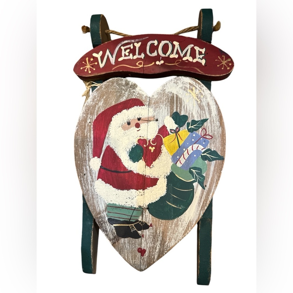 Vintage Folk Christmas‎ JDI Inc Fallbrook CA Handpainted Santa Sled Mexico